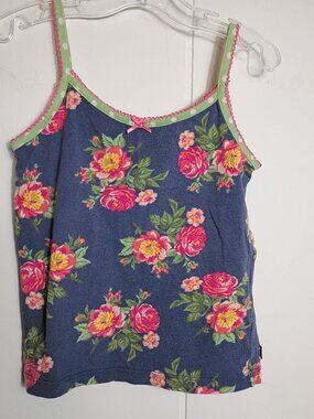 Matilda Jane Blue Floral Cottage Rose Green Polka Dot Tank Top Girls 8 Layering